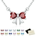 thumbnail image 1 of FindChic Bow Necklace for Women, Synthetic Garnet Birthstone Necklaces Bow Heart Cubic Zirconia Pendant Birthday Mothers Day Jewelry Gifts Her Wife Lady Adults Ideas, 1 of 9