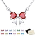 thumbnail image 1 of FindChic Bow Necklace for Women, Synthetic Ruby Birthstone Necklaces Bow Heart Cubic Zirconia Pendant Birthday Mothers Day Jewelry Gifts Her Wife Lady Adults Ideas, 1 of 9