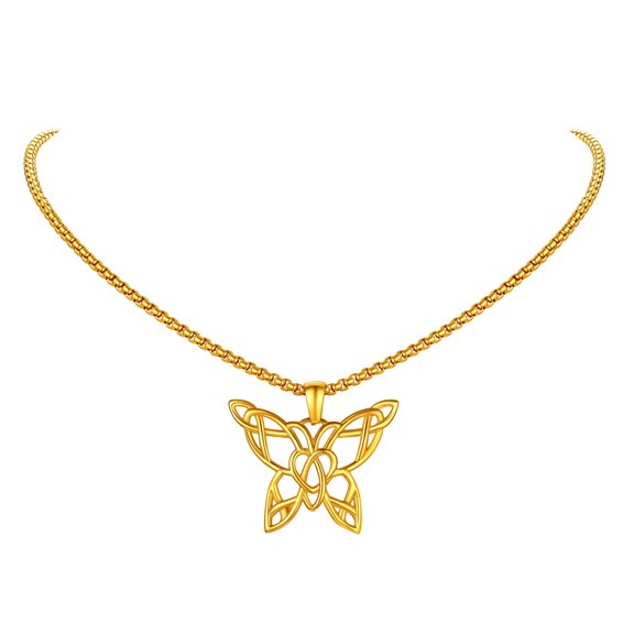 FindChic 14K Gold Plated Necklace for Women Hollow Butterfly Pendant Jewelry for Girlfriend