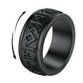 thumbnail image 1 of FindChic Fidget Rotatable Rings for Men Stainless Steel Viking Rune Black Rings Stress Relief Pagan Amulet Anxiety Band Rings, Size 7-14, 1 of 9
