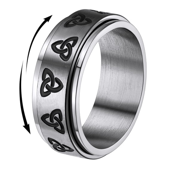 FindChic Band Rings for Men Stainless Steel Ring Stress Relieving Anxiety Hip Pop Rings, Size 7-14