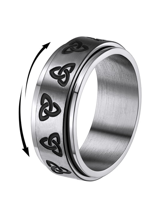 Band Rings for Men Stainless Steel Ring Stress Relieving Anxiety Hip Pop Rings, Size 7-14