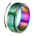 thumbnail image 1 of FindChic Stress Relief Rings for Men Stainless Steel Spinner Band Ring Mixed Color Triple Moon Rotatable Anxiety Ring, Size 7-14, 1 of 10