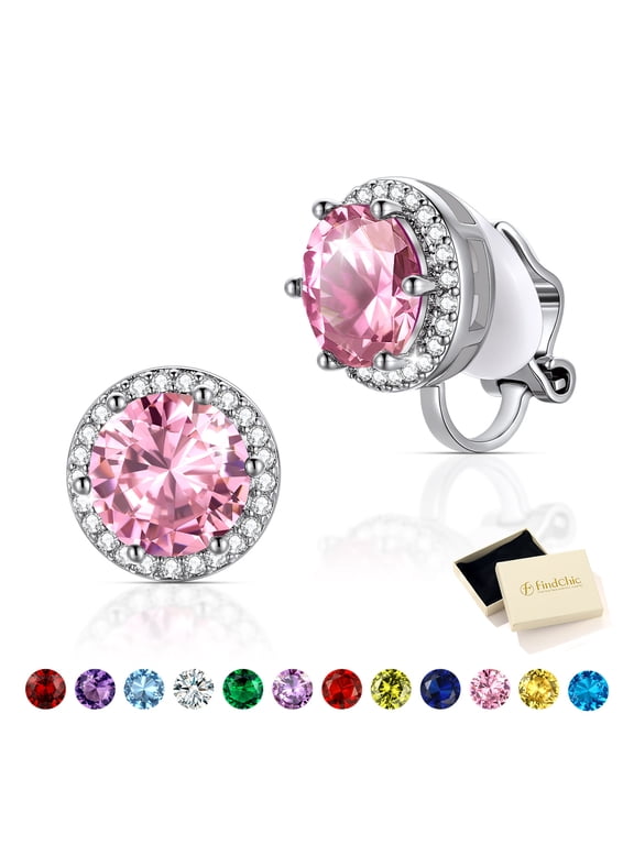 Clip on Earrings for Women Lightweight 8MM Cubic Zirconia Non Pierced Studs Silver October Birthstone Earrings Birthday Christmas Stuffers Jewelry Gifts Mom Her Lady Adults Ideas