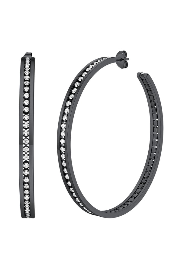 Cubic Zirconia Diamond Hoop Earrings for Women with Crystals Black Earrings for Her Mother Wife Birthday Anniversary Gift 30/40/60/80MM(Box)