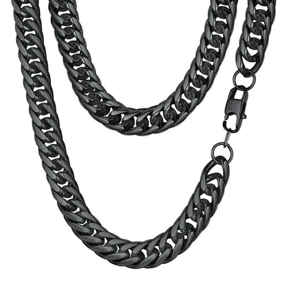 FindChic Chains Necklace for Men, 18inch 12mm Black Stainless Steel Cuban Link Chain Father's Day Christmas Jewelry Gifts for Him/Dad/Husband with Gift Box