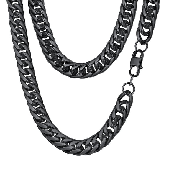 FindChic Chains Necklace for Men, 18inch 12mm Black Stainless Steel Cuban Link Chain Father's Day Christmas Jewelry Gifts for Him/Dad/Husband with Gift Box