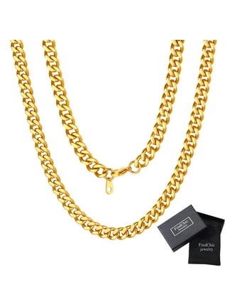Thin Super Flat Curb Link Chain Gold Necklace for Women 18 Inches by PAVOI