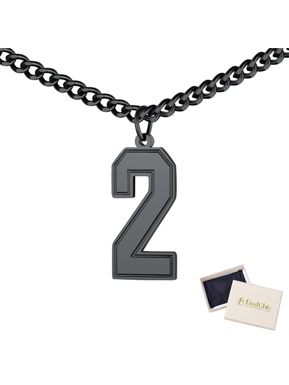 Mens Custom Chain Football Number Necklaces, 0-9 Numbers Black Necklace for Son/Dad, Christmas Birthday Jewelry Gifts