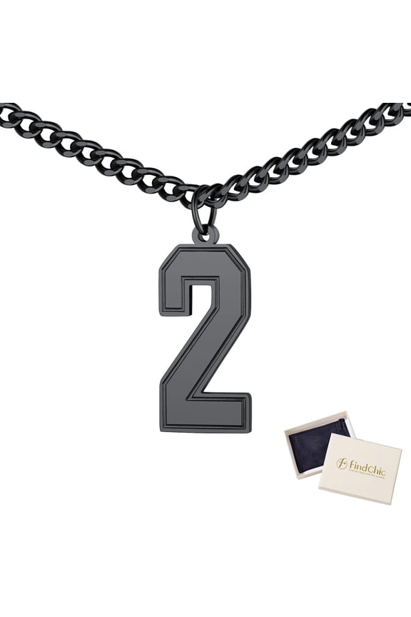 Mens Custom Chain Football Number Necklaces, 0-9 Numbers Black Necklace for Son/Dad, Christmas Birthday Jewelry Gifts