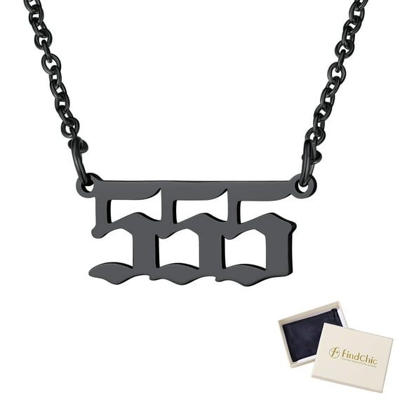 FindChic Men Sports Number Pendant Necklaces Black Stainless Steel Numbers Chain Necklace Gifts for Birthday/Christmas, 000-999