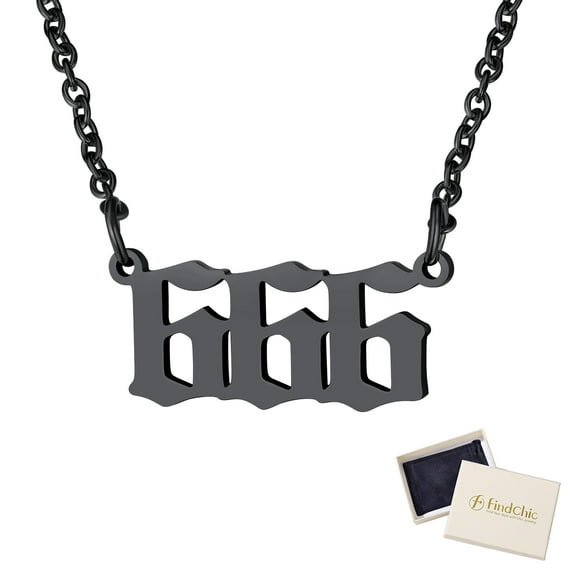 FindChic Men Sports Number Pendant Necklaces Black Stainless Steel Numbers Chain Necklace Gifts for Birthday/Christmas, 000-999