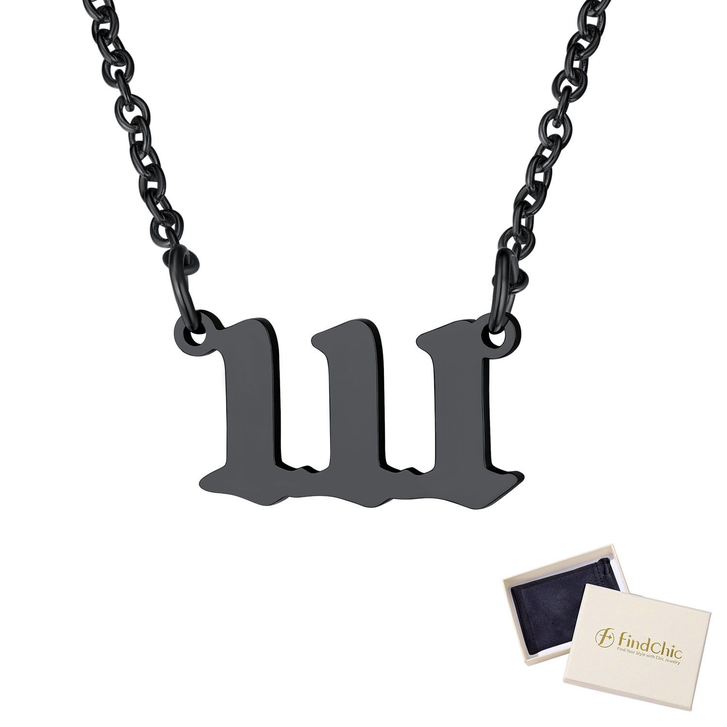 111-999 Angel Number Necklace 18k Gold Rectangle Letter Pendant Necklace Stainless Steel Initial Necklace