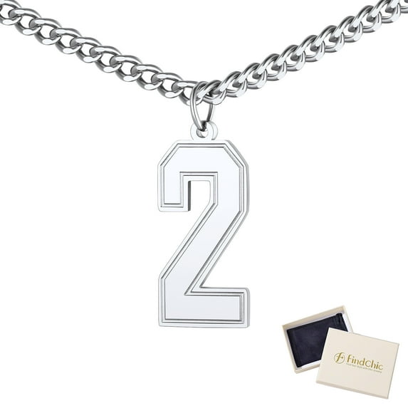 FindChic 0 to 9 Sports Number Necklaces for Men Stainless Steel Digital Pendant Necklace Christmas Jewelry, with Gift Box