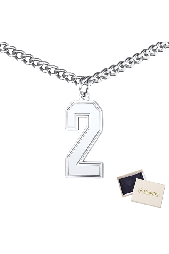 0 to 9 Sports Number Necklaces for Men Stainless Steel Digital Pendant Necklace Christmas Jewelry, with Gift Box