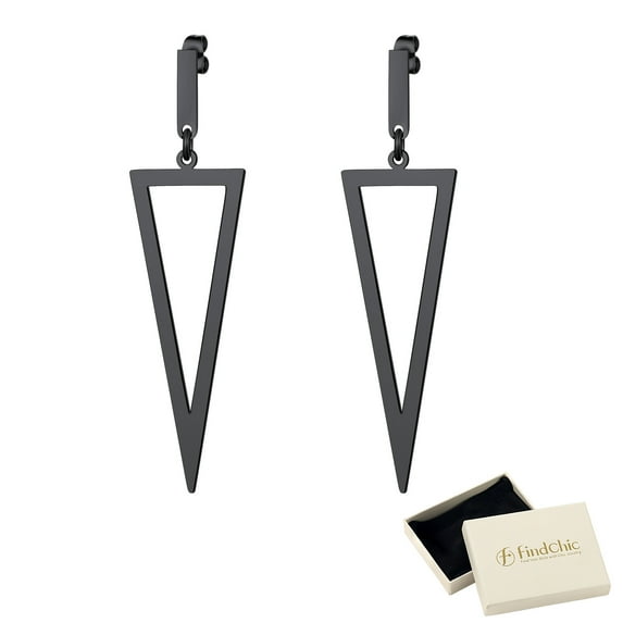 FindChic Huggie Earrings for Women Stainless Steel Black Triangle Earrings Birthday Christmas Jewelry Gifts for Her Mom with Box