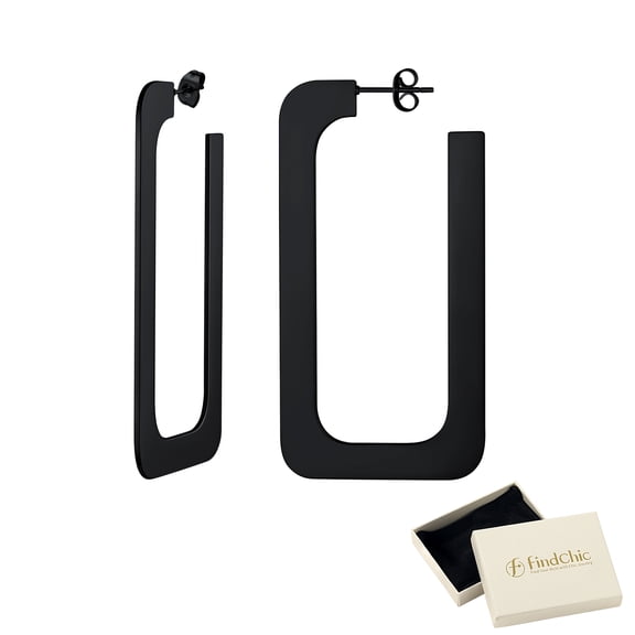 FindChic Earrings for Women Stainless Steel Square Drop Earring Hypoallergenic Black Dangle Earrings Jewelry Gifts for Birthday Christmas