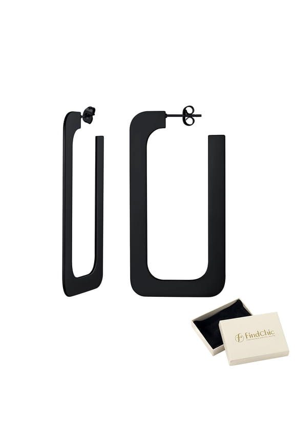 Earrings for Women Stainless Steel Square Drop Earring Hypoallergenic Black Dangle Earrings Jewelry Gifts for Birthday Christmas