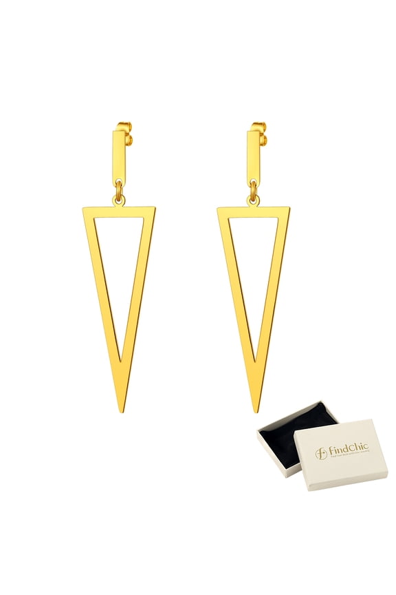 Dangle Earrings for Women Stainless Steel Jewelry Gold Plated Triangle Earrings Christmas Birthday Gifts for Her Mom Girlfriend