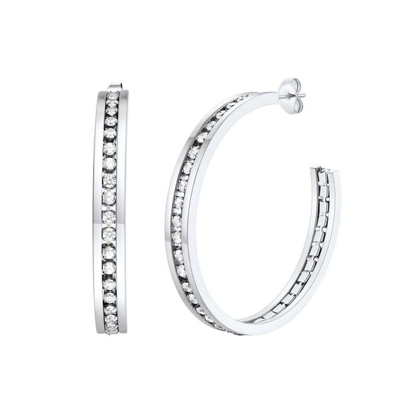 FindChic Cubic Zirconia Diamond Hoop Earrings for Women with Crystals for Her Mother Wife Birthday Anniversary Gift 30/40/60/80MM(Box)