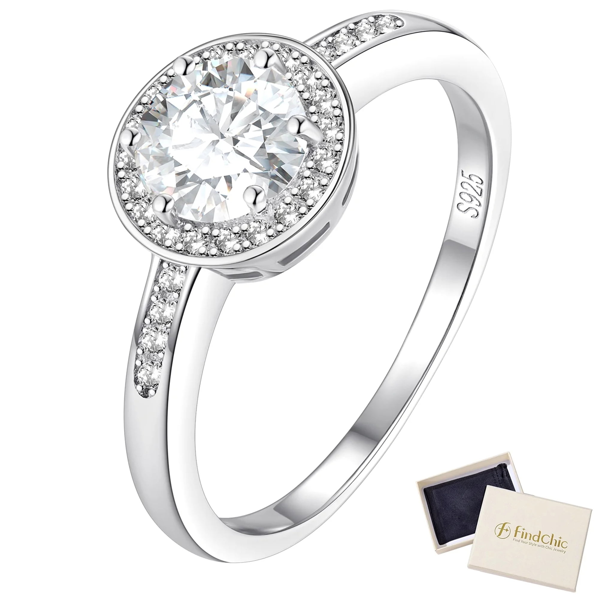 FindChic Engagement Wedding Rings for Women, S925 Sterling Silver