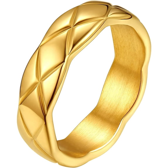 FindChic 14K Gold Plated Rings for Men Women Crossover Band Rings for Him 6mm/9mm Wide Size 7-12 Crossover Wedding Knucle Finger Ring Engagement Promise Rings Valentine's Birthday Day Gift