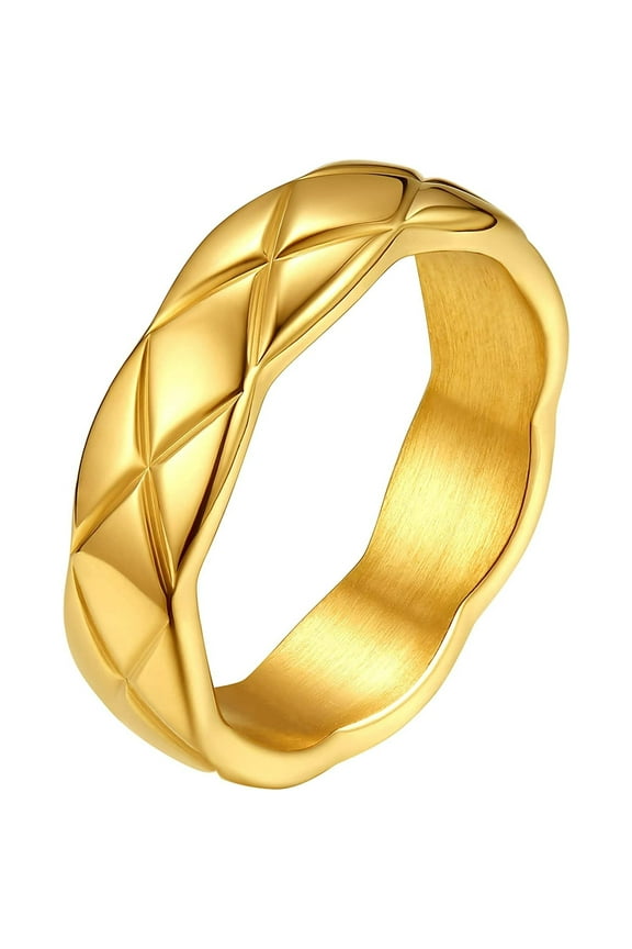 14K Gold Plated Rings for Men Women Crossover Band Rings for Him 6mm/9mm Wide Size 7-12 Crossover Wedding Knucle Finger Ring Engagement Promise Rings Valentine's Birthday Day Gift