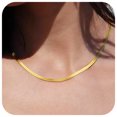 thumbnail image 1 of FindChic 14K Gold Plated Necklace for Women 3mm Herringbone Choker Snake Chain Birthday Mothers Day Jewelry Gifts Her Mom Wife Lady Female Adults Age Ideas, 15inch, 1 of 9