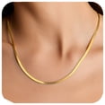 thumbnail image 1 of FindChic 14K Gold Plated Necklace for Women 3mm Herringbone Choker Snake Chain Birthday Mothers Day Jewelry Gifts Her Mom Wife Lady Female Adults Age Ideas, 18inch, 1 of 9