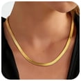 thumbnail image 1 of FindChic 14K Gold Plated Necklace for Women 5mm Herringbone Choker Snake Chain Birthday Mothers Day Jewelry Gifts Her Mom Wife Lady Female Adults Age Ideas, 18inch, 1 of 9