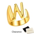 thumbnail image 1 of FindChic Initial Rings for Women 14K Gold Plated Alphabet W Cuff Rings Resizable Statement Ring Personalized Birthday Christmas Jewery Gifts, 1 of 8