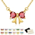 thumbnail image 1 of FindChic 14K Gold Plated Necklace for Women, Love Heart Cubic Zirconia Pendant July Birthstone Bow Necklaces Birthday Mothers Day Jewelry Gifts Her Wife Lady Adults Ideas, 1 of 9