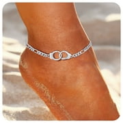 FindChic Handcuff Ankle Bracelets for Women Stainless Steel Anklets Gothic Punk Jewelry 8.5" Adjustable Ankle Chain Summer Foot Link Infinity Anklets for Birthday Christmas