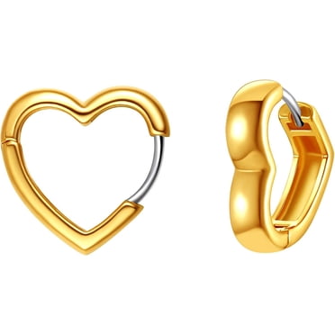 FindChic Heart Earrings Small Hoop Earrings for Women Huggie Earrings Cute 18K Gold Plated Studs Hypoallergenic Light-weight Minimalist Jewelry Gift for Girls