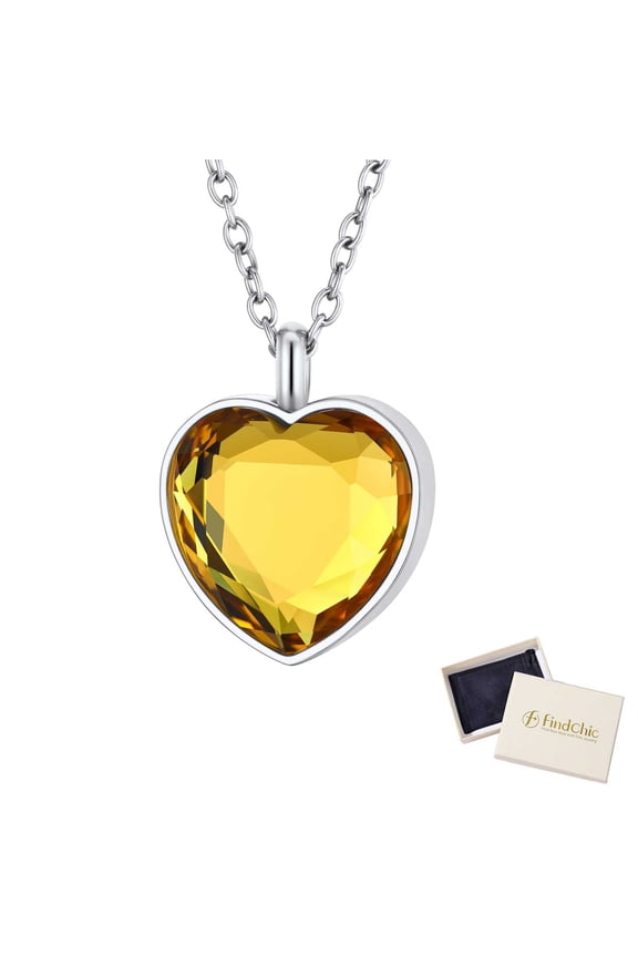 Heart Shaped Urn Necklaces for Ashes, Women Waterproof Stainless Steel Cremation Necklace November Birthstone Necklace Birthday Mothers Day Jewelry Gifts Her Mom Wife