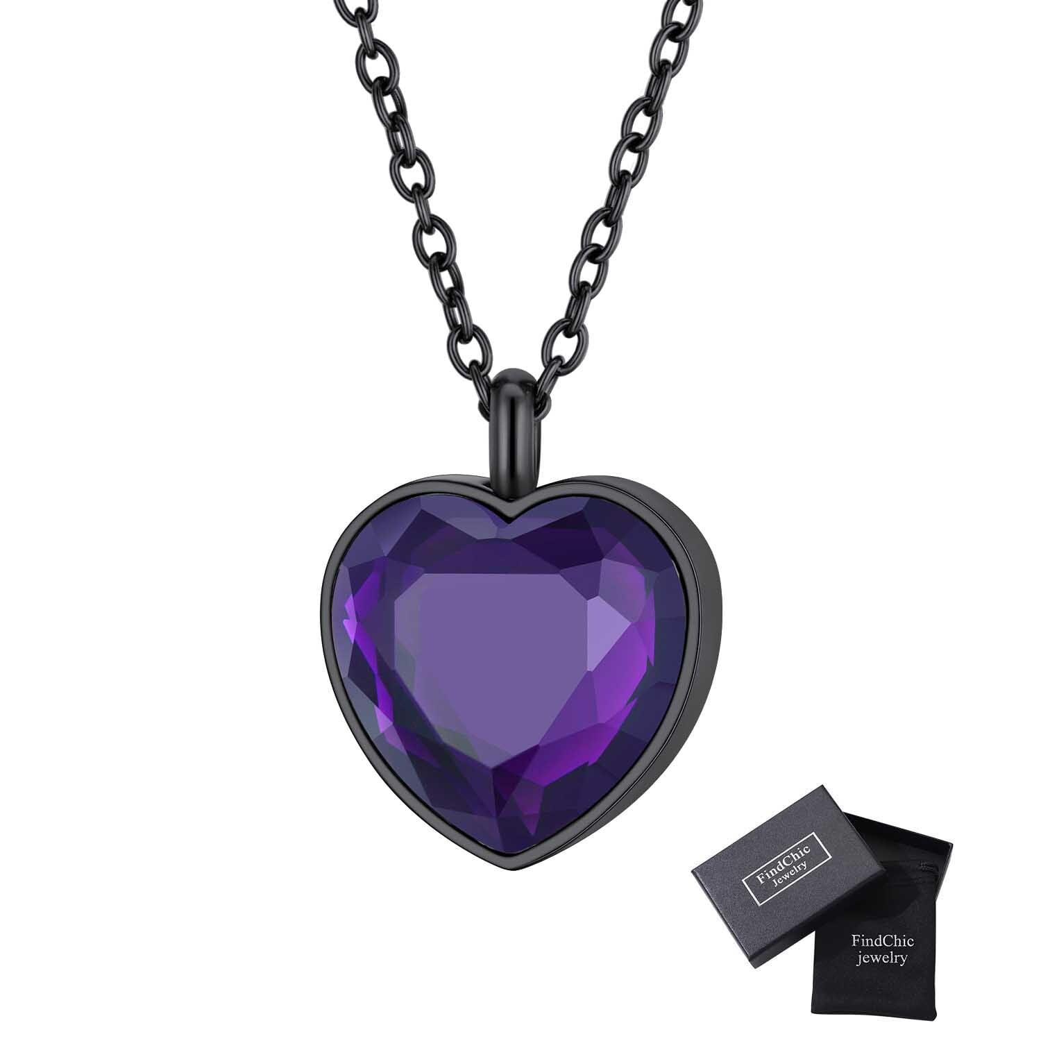 FindChic Heart Urn Necklace for Ashes Sep. Birthstones Cremation