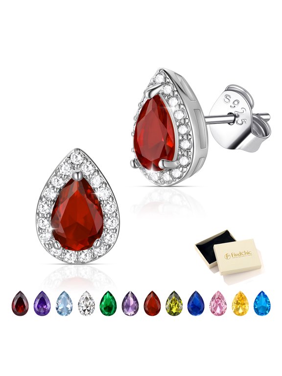 Teardrop Earrings for Women July Birthstone Stud Earrings with Hypoallergenic Post & Push Back Birthday Christmas Stocking Stuffers Jewelry Gifts Mom Wife Daughter