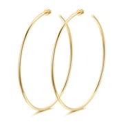 FindChic Large 14K Gold Plated Hoop Earrings for Women Stainless Steel Loop Earrings Hypoallergenic Open Hoops Minimalist Christmas Stuffers Jewelry Gifts for Her - 70mm
