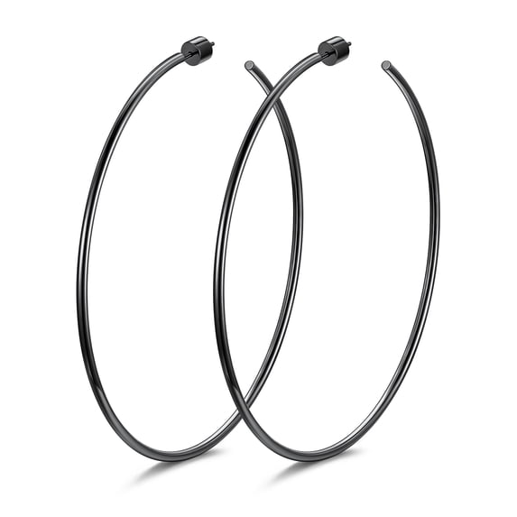 FindChic Large Black Hoop Earrings for Women Stainless Steel Loop Earrings Hypoallergenic Open Hoops Minimalist Christmas Stuffers Jewelry Gifts for Her - 70mm