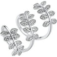 thumbnail image 1 of FindChic Leaf Cluster 18K Gold/Platinum Plated Long Statement Rings for Women CZ Simulated Diamond Stackable Adjustable Knuckle Cuff Rings for Women, with Gift Box, 1 of 9