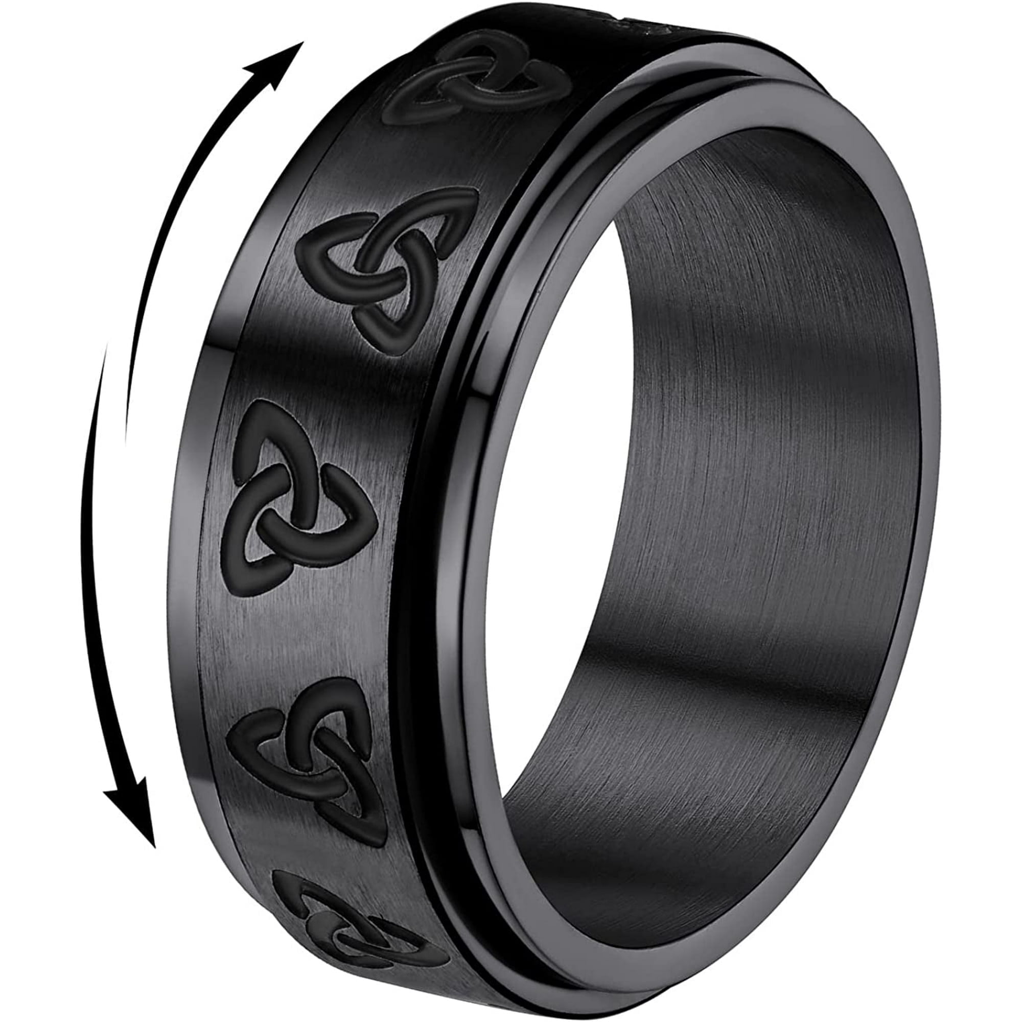 FindChic Men Norse Fidget Rings Anxiety Rotatable Ring Black Stainless ...
