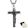 thumbnail image 1 of FindChic Men Cross Necklace Stainless Steel INRI Crucifix Pendant Necklace Jesus Piece Religious Praying Jewelry for Christian Dad Father's Day Gift, 1 of 8