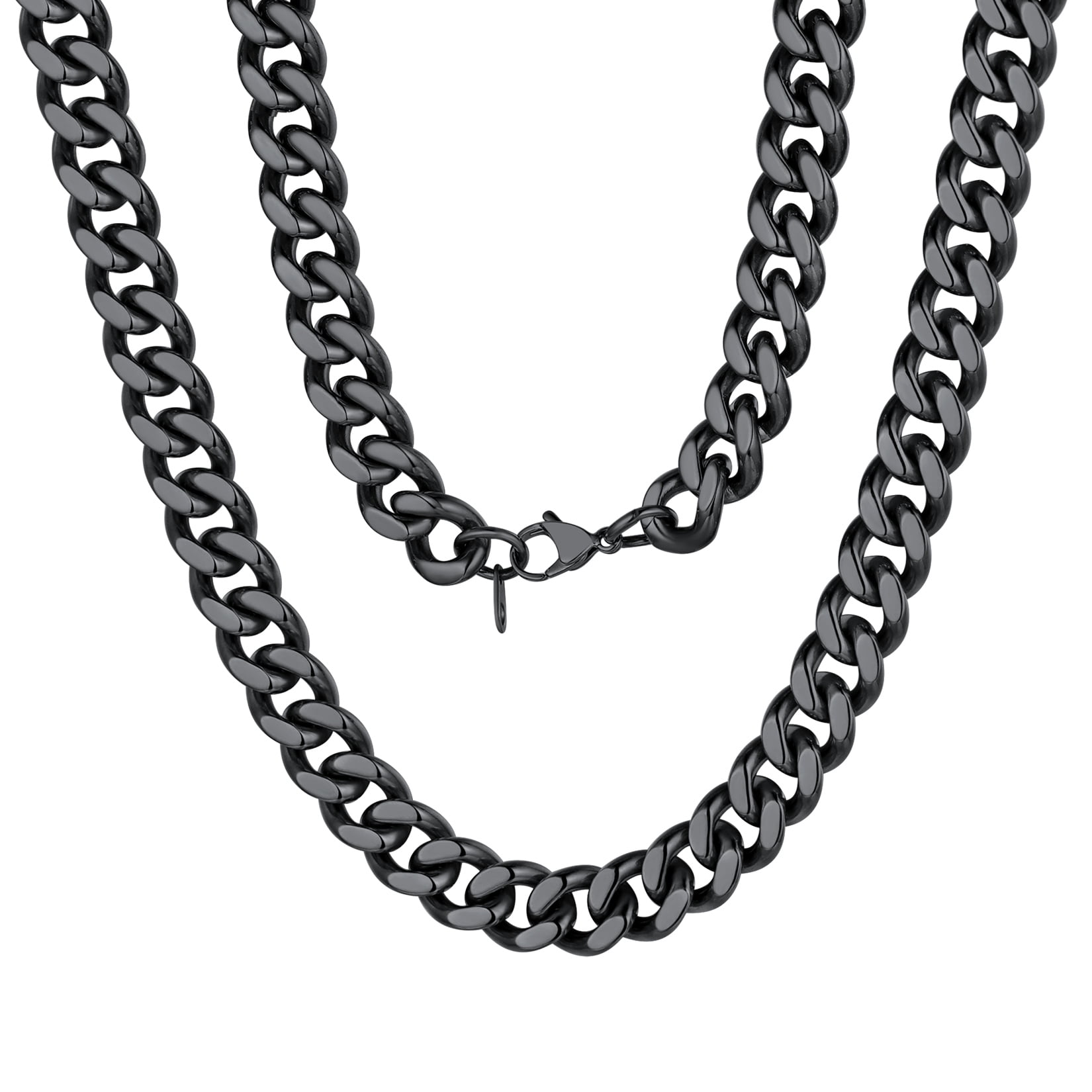 FindChic Necklace for Men Black Chains Bff Necklaces Cuban Chain Necklaces for Birthday