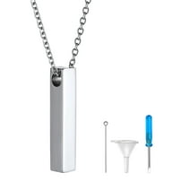 FindChic Men Stainless Steel Bar Urn Necklaces Waterproof Memorial Pendant Necklace Chain Jewelry for Womens with Screwdriver Funnel