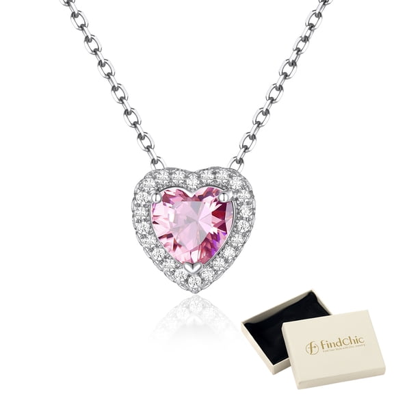 FindChic 2 Carat Created Tourmaline - October Birthstone Elegant Necklace for Women, Heart Shaped Pendant Necklace Birthday Graduation Jewelry Gifts Mom Daughter Wife Lady