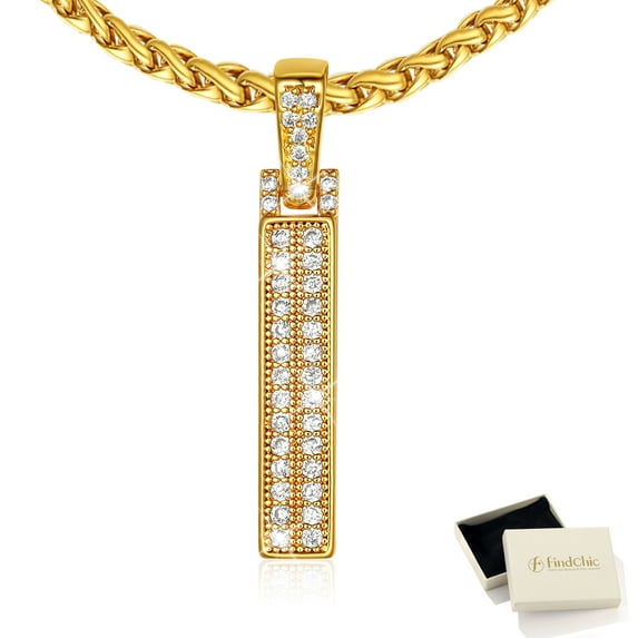 FindChic Initial Necklace for Women Men Bling Cubic Zirconia Letter I Pendant Necklaces 14K Gold Plated Wheat Chain Jewelry for Birthday Christmas