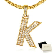 FINDCHIC Big Initial Necklace for Women 14K Gold Plated Letter K Pendants Jewelry Gifts for Men Son Birthday