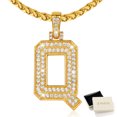 thumbnail image 1 of FindChic Big Initial Necklace for Women Men 14K Gold Plated Cubic Zirconia Letter Q Pendants Jewelry Gifts for Birthday Christmas, 1 of 9