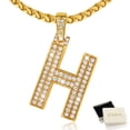 thumbnail image 1 of FindChic Initial Necklace for Women Men Bling Cubic Zirconia Letter H Pendant Necklaces 14K Gold Plated Wheat Chain Jewelry for Birthday Christmas, 1 of 9