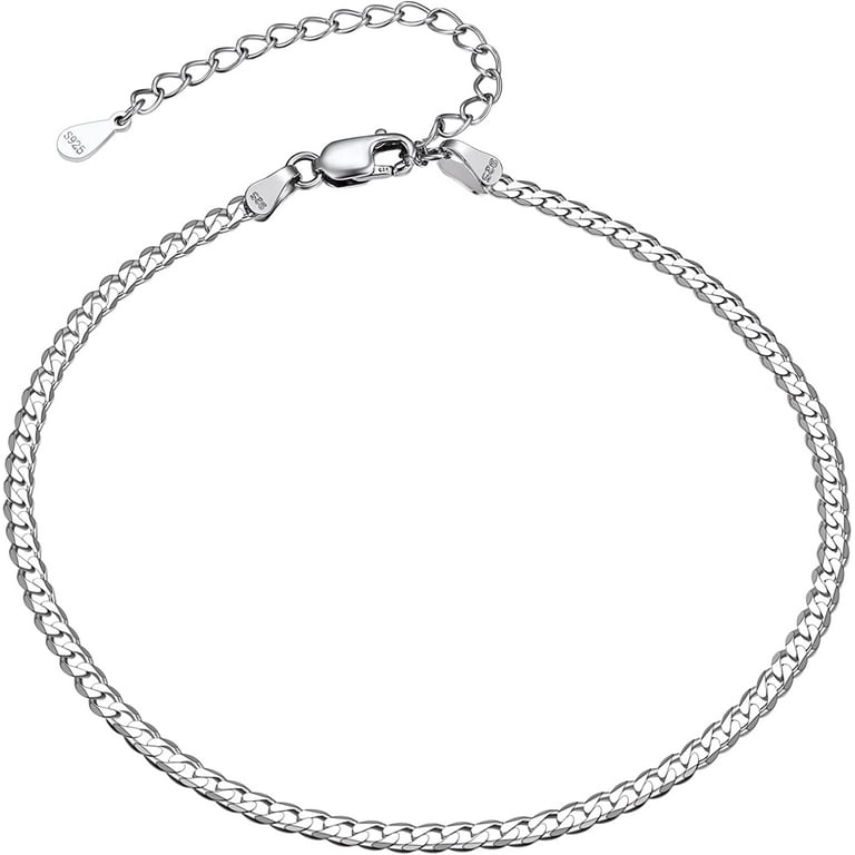 Sterling Silver Flat Curb Chain Anklets Sterling Silver Flat Curb Chain Anklets